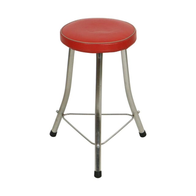 Stool in Red Faux Leather and Chrome from Brabantia, 1950s For Sale - Image 13 of 13