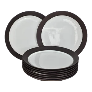 1960s Jens Quistgaard Dansk Flamestone Smooth Brown Dinner Plates- Set of 9