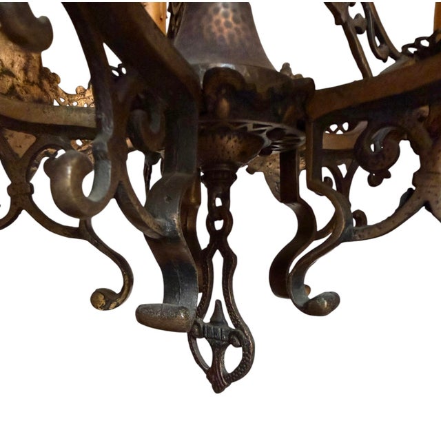 Spanish Revival Antique Spanish Revival 5 Light Chandelier With Original Polychrome Paint For Sale - Image 3 of 13