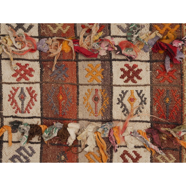1970s Vintage Handmade Wool Cotton Orange Kilim Runner Rug For Sale In San Francisco - Image 6 of 11