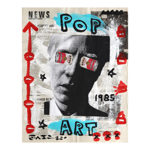 Warhol Pop Eyes - Original Pop Art Acrylic Painting on Newspaper by Gary John