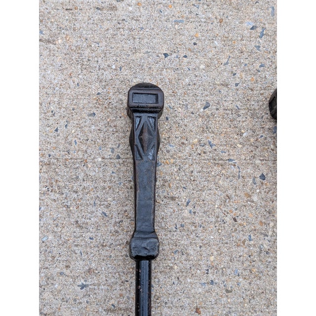 Mid 20th Century Vintage 4 Piece Wrought Iron Fireplace Tool Set For Sale - Image 5 of 8