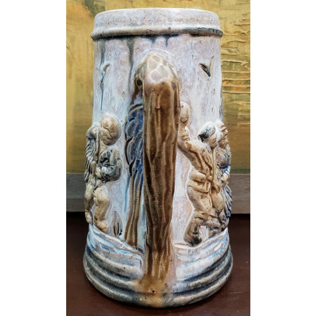 1920's Belgian Art Pottery Village Motif Pitcher Signed P. Biron For Sale - Image 4 of 6