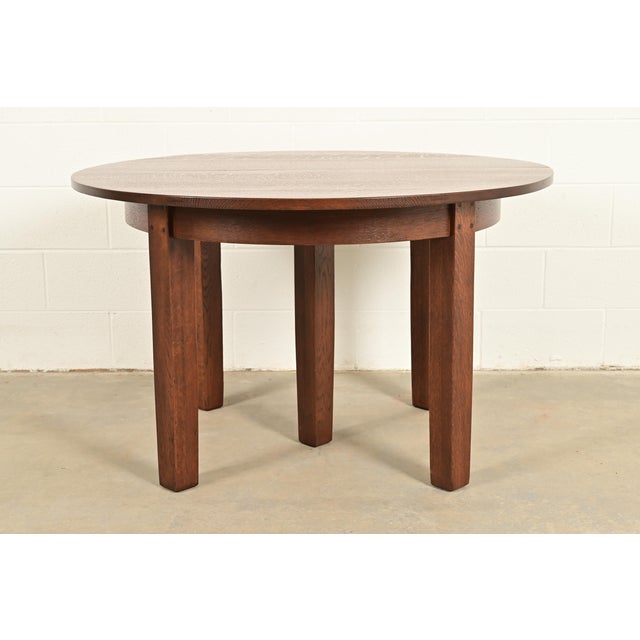 L. & J. G. Stickley Antique Mission Oak Arts & Crafts Extension Dining Table, Newly Refinished For Sale - Image 11 of 13
