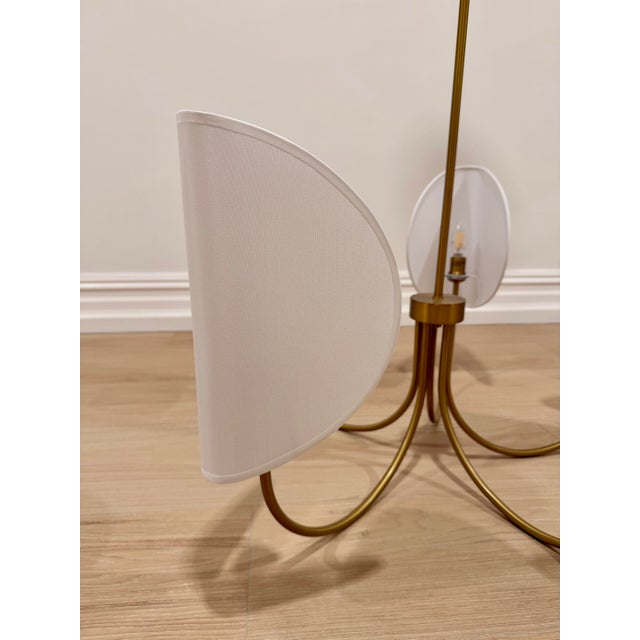 2020s Contemporary 5 Light Chandelier With White Shades For Sale - Image 5 of 9