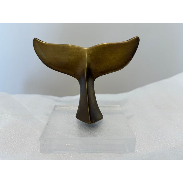 Brazilian Modernist Bronze Whale Fluke Sculpture on Acrylic Base, 1970s For Sale - Image 11 of 13