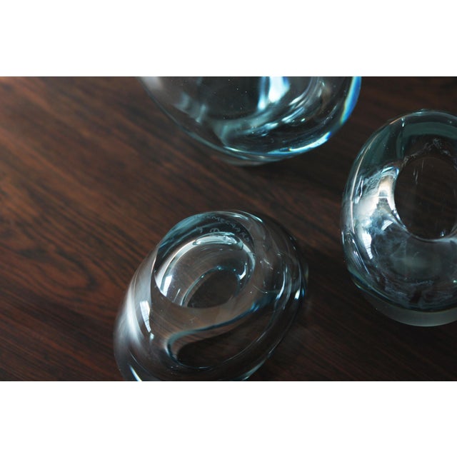 Blue Heart Vases by Per Lütken for Holmegaard, Denmark, Set of 3 For Sale - Image 5 of 6