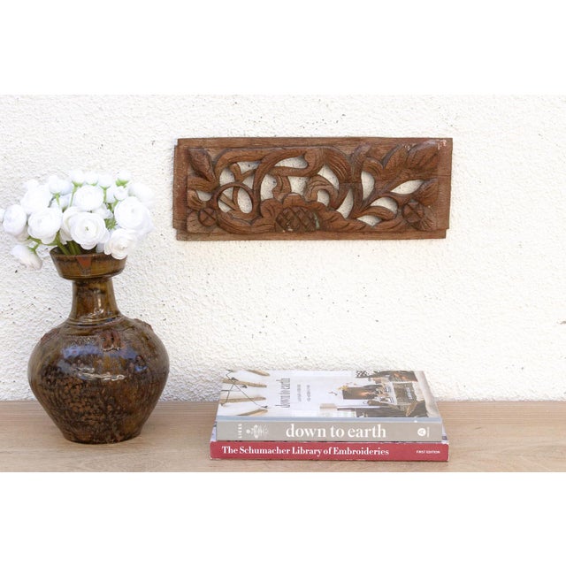 Wood Rustic Botanical Antique Relief Wall Art For Sale - Image 7 of 7