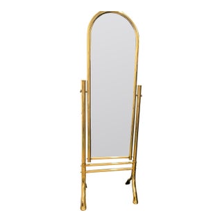 1960s Fabulous Hollywood Regency Brass Floor Mirror For Sale