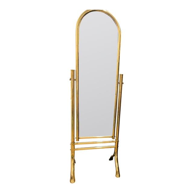 1960s Fabulous Hollywood Regency Brass Floor Mirror For Sale