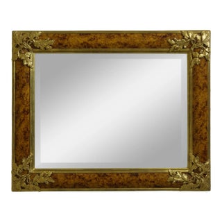 Gold Leaf & Faux Painted Beveled Glass Rectangular MIrror For Sale