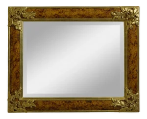 Gold Leaf & Faux Painted Beveled Glass Rectangular MIrror