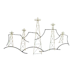 1950s Mid-Century Modern Oil Rig Landscape Wall Wire Sculpture
