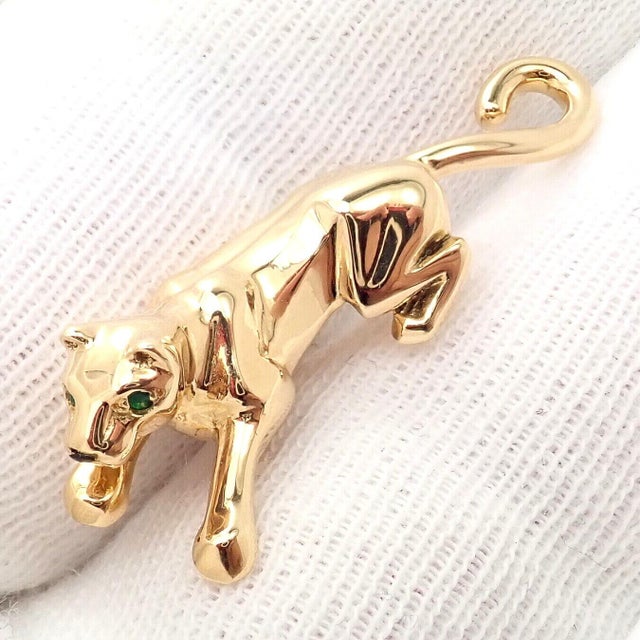 Metal Cartier Panther Panthere 18k Yellow Gold Tie Lapel Pin For Sale - Image 7 of 10