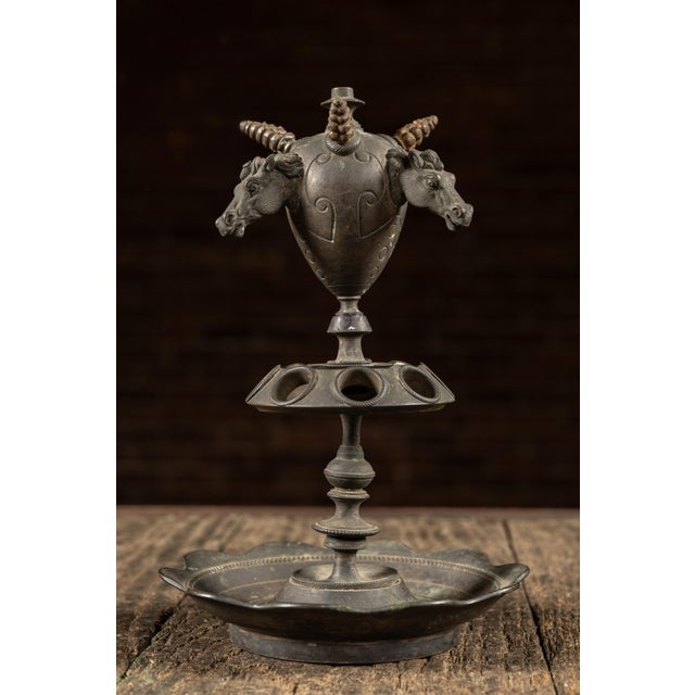19th Century Victorian Figural Horse-Head Kerosene Smoking Stand & Cigar Lighter For Sale - Image 4 of 8