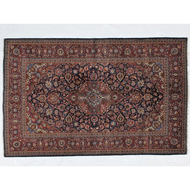 This masterpiece is a Kork wool pile genuine handwoven Persian Kashan in mint condition. The piece was made in the '50s.