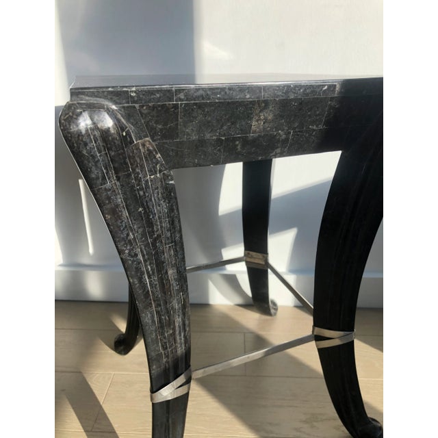 Maitland - Smith Late 20th Century Modern Tessellated Stone Pedestal Side Table For Sale - Image 4 of 12