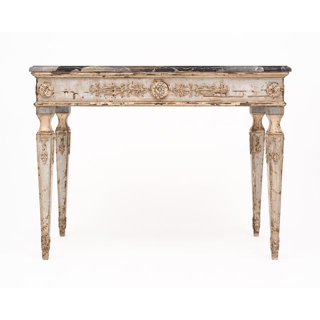 Antique Italian Painted Consoles, Faux Marble, Hand-Painted For Sale - Image 4 of 9