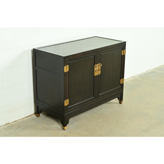 Baker Furniture Company Michael Taylor for Baker Furniture Hollywood Regency Chinoiserie Walnut Bar Cabinet, 1950s For Sale - Image 4 of 11