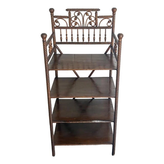 Antique Arts & Crafts Twisted Wood Etagere For Sale