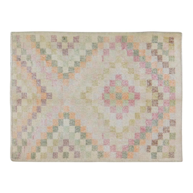 Vintage Turkish Anatolian Hand Knotted Wool Rug, 2'5x3'2 For Sale