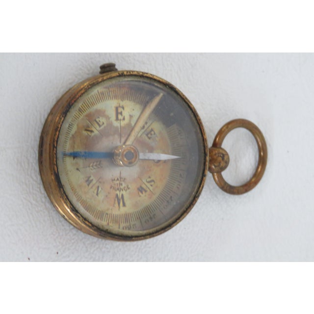 Rustic European Metal Pocket Compass Made in France Early 20th Century Boussole 4490b For Sale - Image 3 of 11