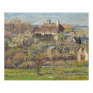 Max Kahrer, View on Blooming Orchards, 1918, Oil on Canvas For Sale