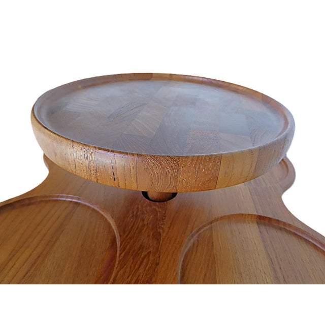 Wood Danish Modern Teak 2-Tier Digsmed Lazy Susan Denmark 1960s For Sale - Image 7 of 9