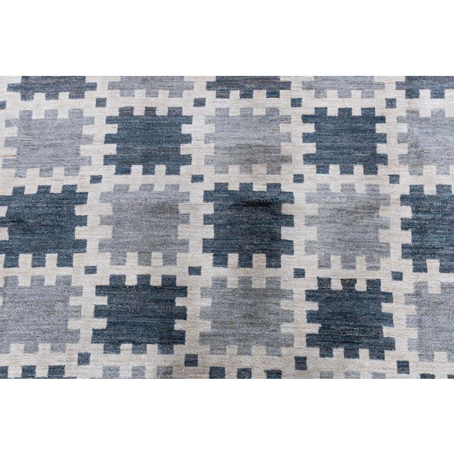 "Gray Checkerboard" Contemporary Scandinavian Slate Rug by Doris Leslie Blau For Sale - Image 4 of 7