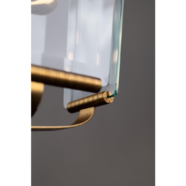 Art Deco Italian Brass and Glass Lantern, 1950s For Sale - Image 9 of 11