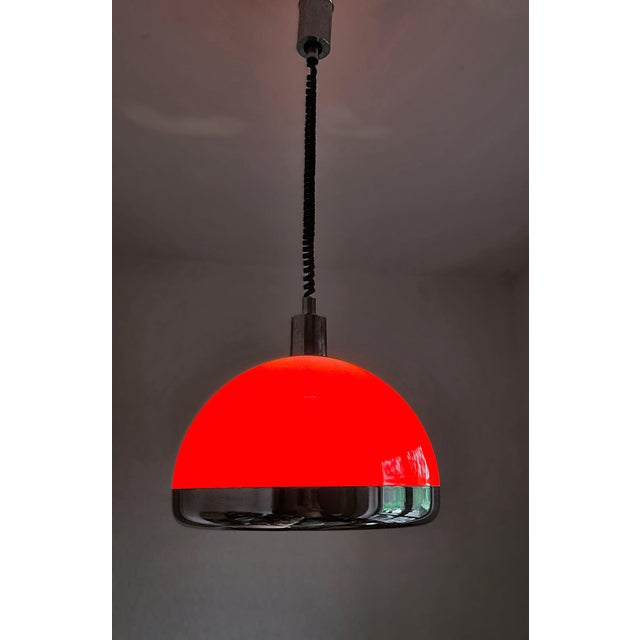 Orange Space Age Lamp Item: Pendant Lamp 1-Light E27 Age: Approx. 1970s Color/Material: Orange / Plastic Dimensions:...