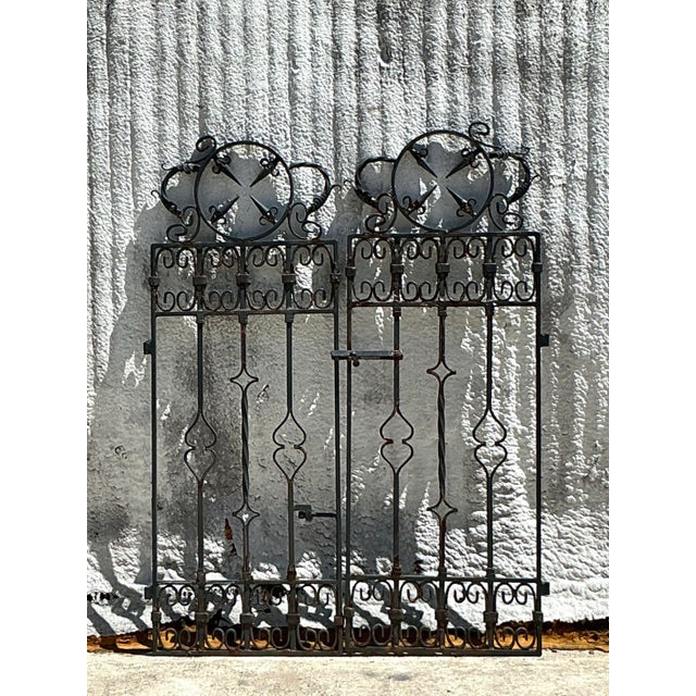 Mid-Century Modern Vintage Boho Wrought Iron Gates - Set of 2 For Sale - Image 3 of 9