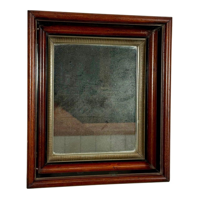 Antique 19th Century Victorian Eastlake Walnut Deep Well Mirror With Gilded Liner For Sale