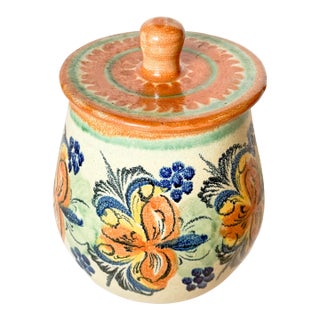Mexican Majolica Lidded Canister Jar, Signed Capelo Guanajuato For Sale