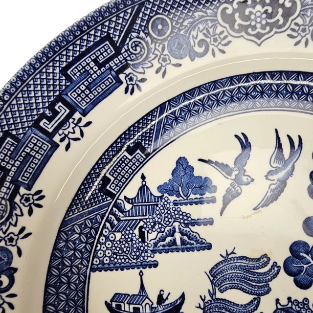 Churchill Blue Willow Porcelain Dinner Plate | Chairish