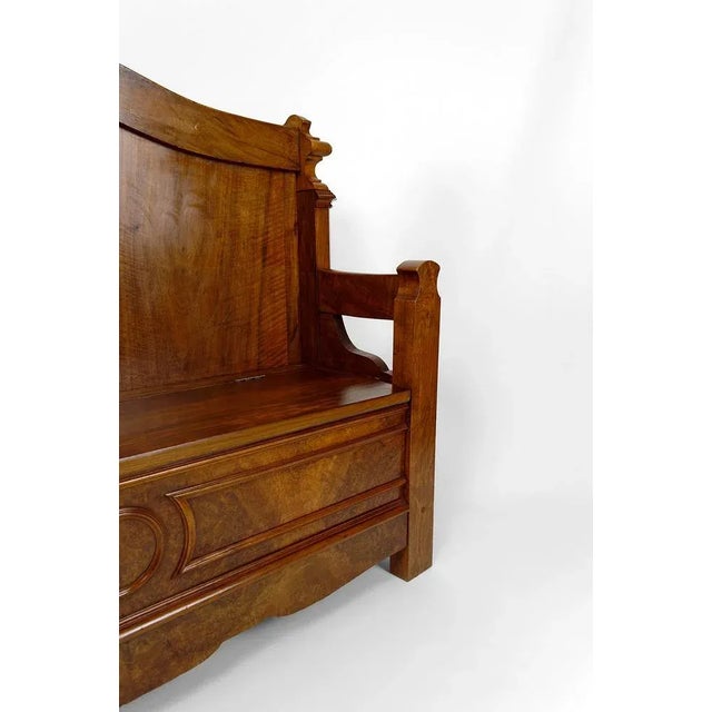 Brown Napoleon III Chest Bench in Walnut, France, 1860s For Sale - Image 8 of 12