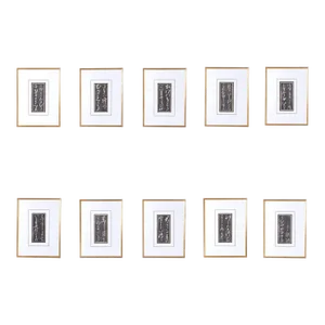 Set of Ten Antique Calligraphy Woodblock Panels