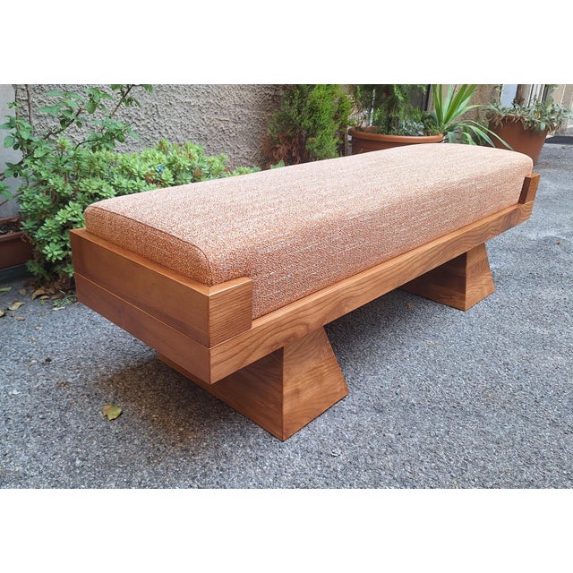 Bench with Pyramid Legs and Stain-Resistant Multi-Color Fabric from Artigianato Italiano, 2000s For Sale - Image 6 of 7
