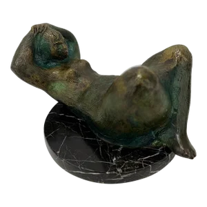 Reclining Female Nude Bronze Sculpture - Signed d.a. 71'