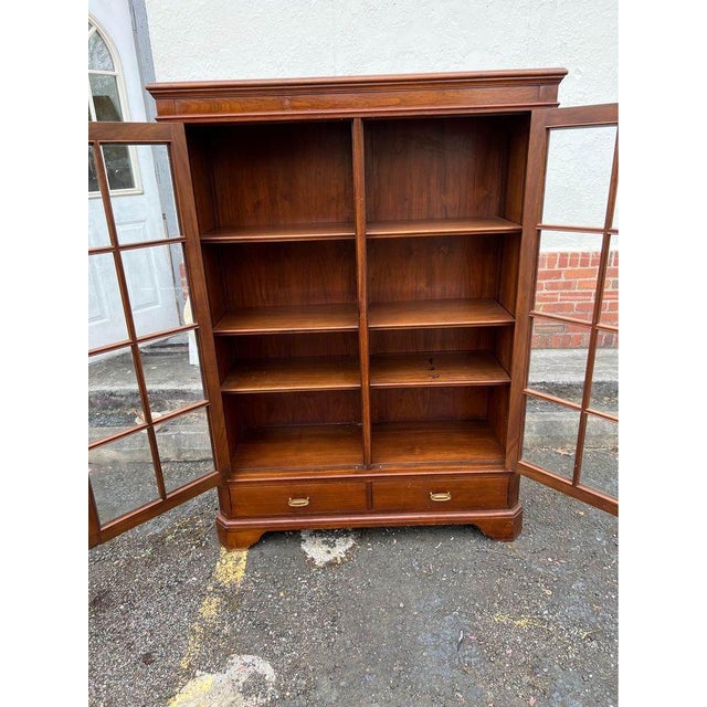 Wood Vintage Solid Wood 2 Door Bookcase For Sale - Image 7 of 11