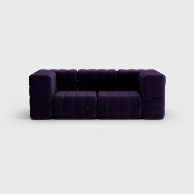 Black Two-Seater Modular Sofa with Armrests in Jet Fabric by Ambivalenz, Set of 7 For Sale - Image 8 of 18