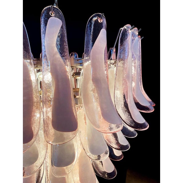 Italian Pink and White Petal Chandeliers, Murano, Set of 2 For Sale - Image 12 of 18