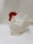 1940s white ceramic rooster figurine with vibrant red comb and wattle. Marked Japan.