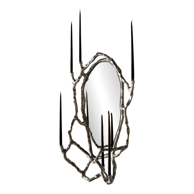 Route Mirror 01.01 in Cast Aluminium and Mirror Glass by Sofia Karnukaeva For Sale