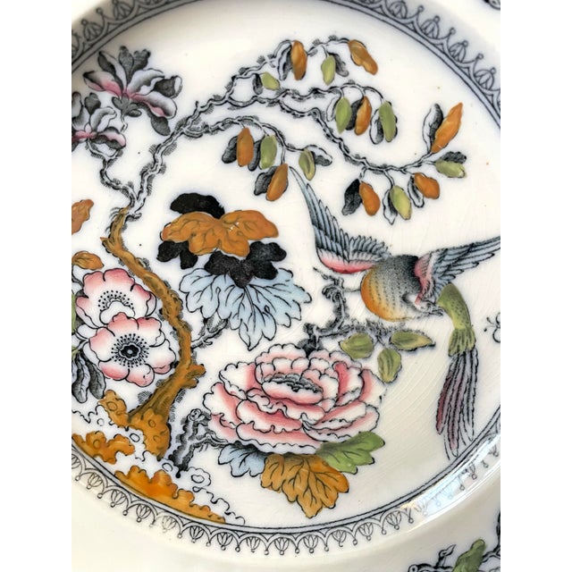 This product is an antique set of GL Ashworth Mason's Ironstone Chinoiserie Polychrome dinner Plates from Staffordshire,...