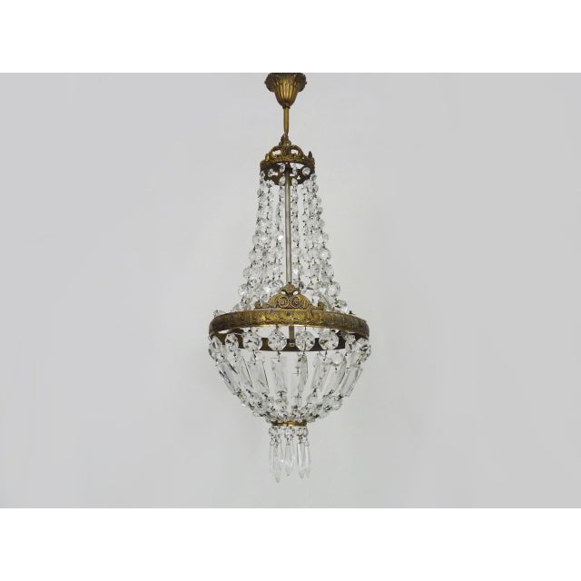 Antique Italian Hot Air Balloon Chandelier with Glass Pendants. 1950s-1960s For Sale - Image 6 of 10