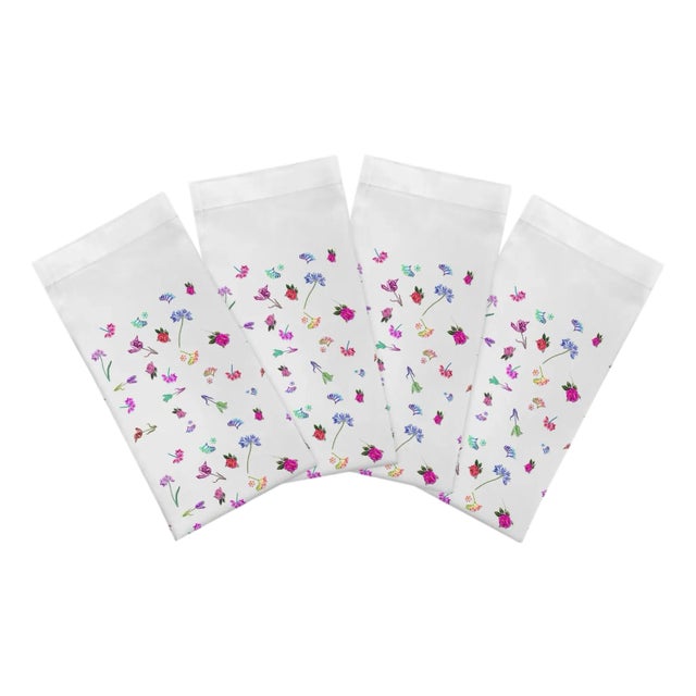Pistils Tossed Cotton Sateen Dinner Napkins, Set of 12 For Sale
