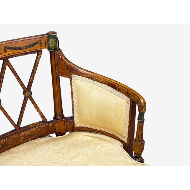 1930s Adams Style, Chair and Ottoman, Painted Wood, Fabric, Usa, 1930s For Sale - Image 5 of 13