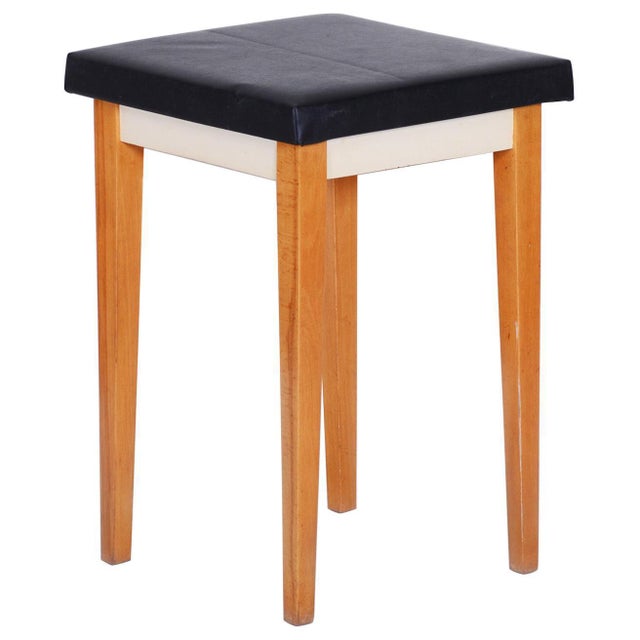 Wood Mid-Century Black Beech Stool, 1950s For Sale - Image 7 of 7