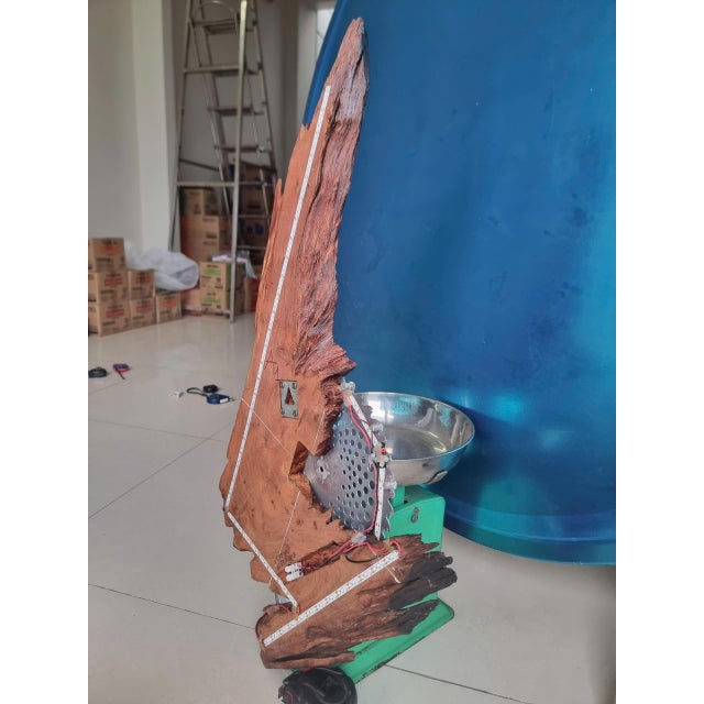 Lightning – One-of-a-Kind Handcrafted Natural Wood Wall Clock Sculpture For Sale - Image 13 of 15